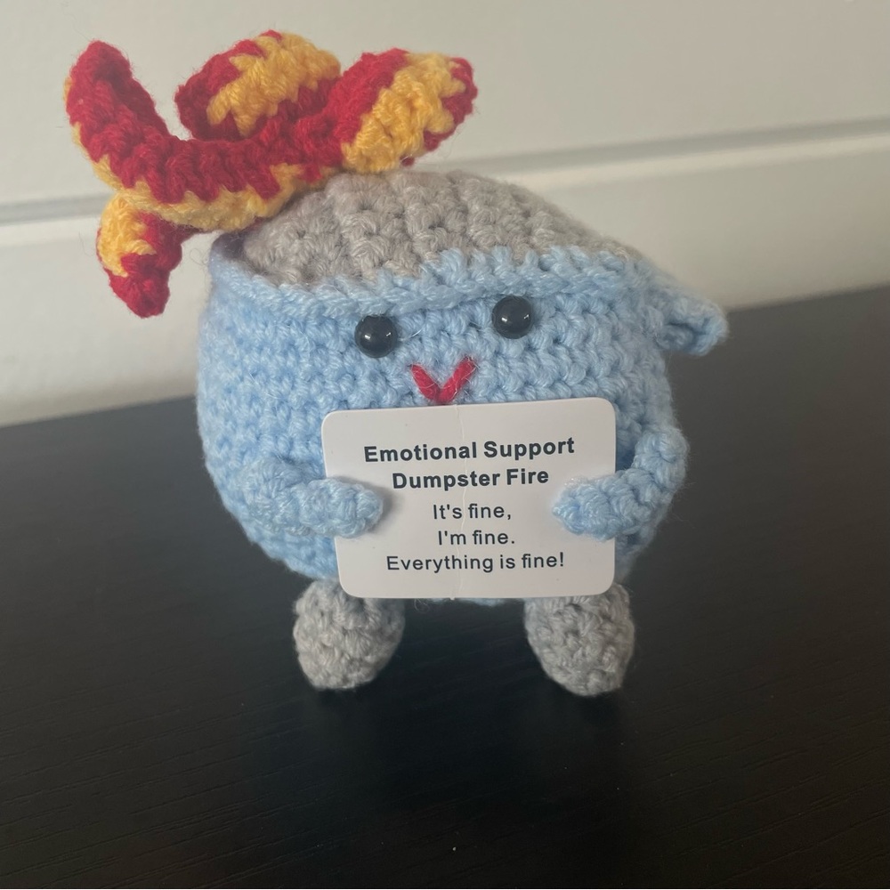 $5 DEALS Emotional Support Dumpster Fire Crocheted Plush Cute Funny Humor Gift - Picture 5 of 5